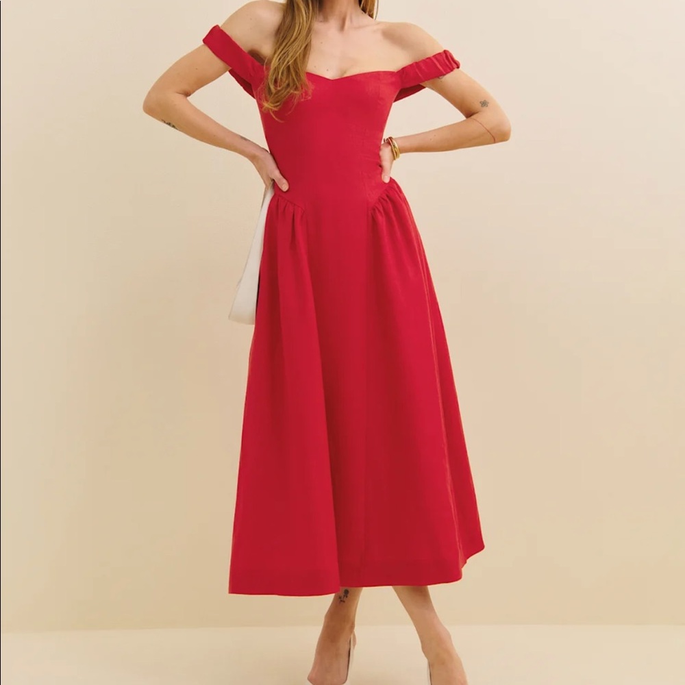 “💖Sale” Reformation Monet Linen Dress - Lipstick